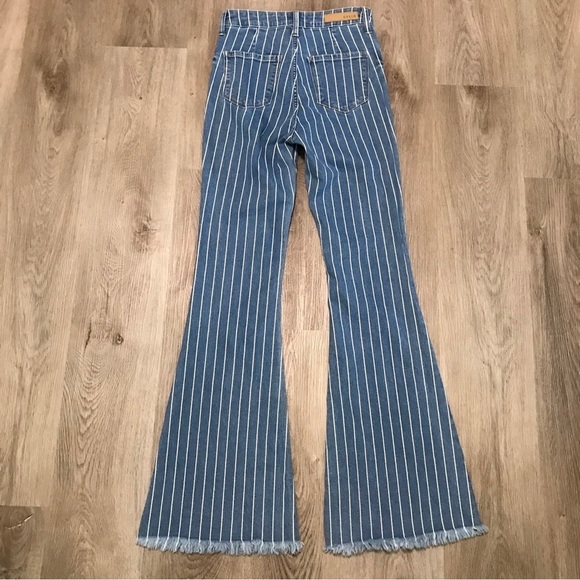 Cello Bell Bottom Jeans Flare Blue White Stripe Size 3 Denim - Picture 6 of 6